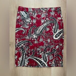 NWT Van Heusen Straight Pencil Paisley Skirt Size 8 Lined Cotton Knee-Length